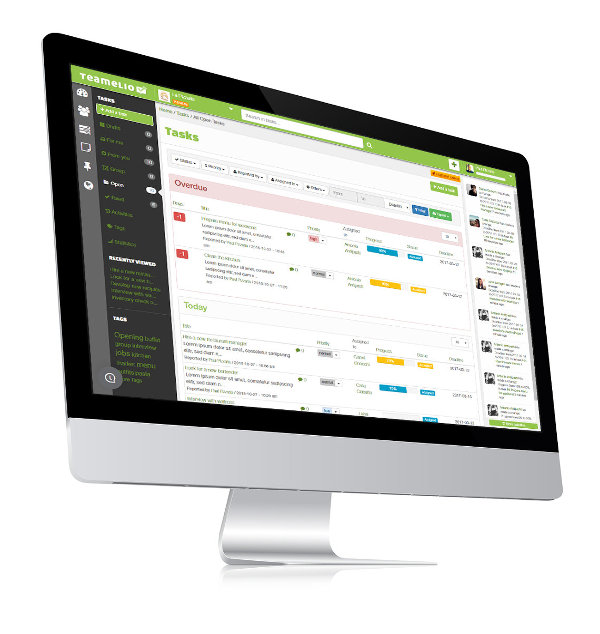 teamelio on imac - desktop view of online task management